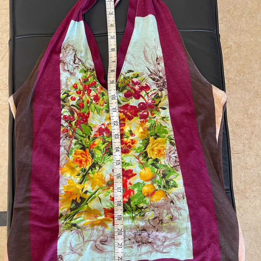 Vintage JPG Floral Halter Top with Burgundy Accents - Picture 6 of 11
